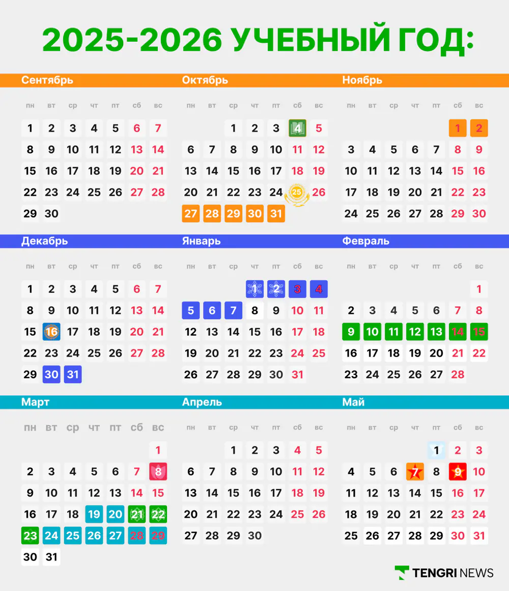 каникулы рк